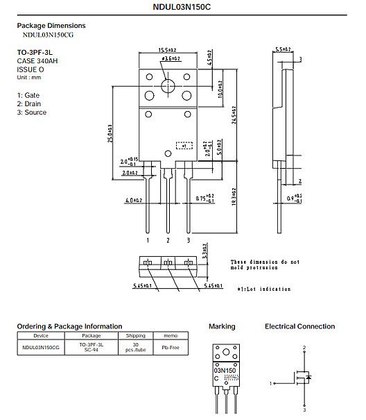 1500V2.5A仙童NDUL03N150C 1500V2.5A仙童NDUL03N150C