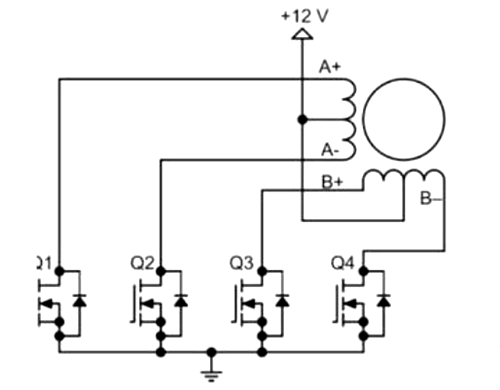 步進(jìn)電機(jī)驅(qū)動電路,步進(jìn)電機(jī)驅(qū)動原理圖-KIA MOS管