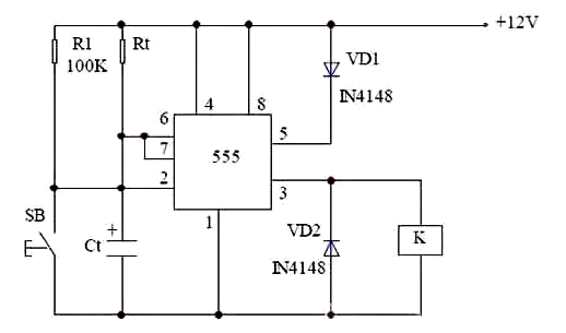 延時(shí)電路圖，555延時(shí)電路圖設(shè)計(jì)分享-KIA MOS管