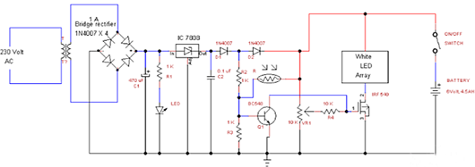 應(yīng)急電源電路,led應(yīng)急燈電路原理圖-KIA MOS管